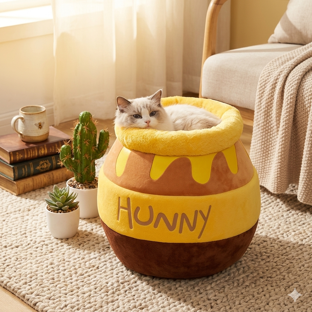 Honey Jar Cat Cushion Bed