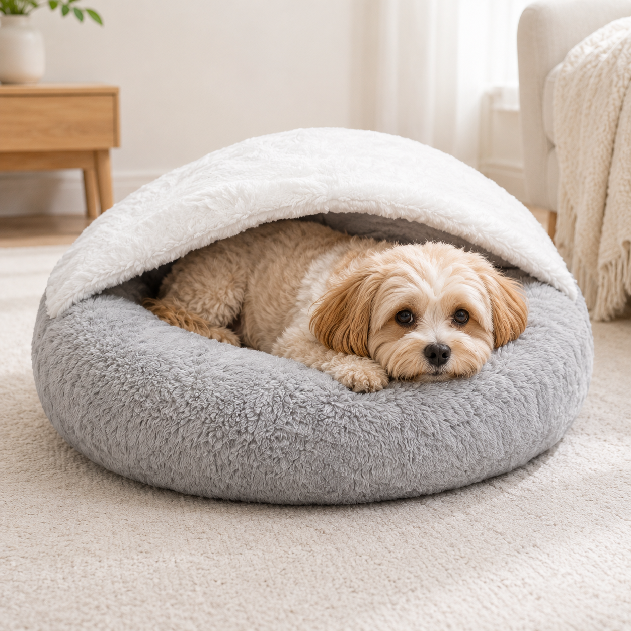 Hooded Cozy Cave Pet Bed (22")