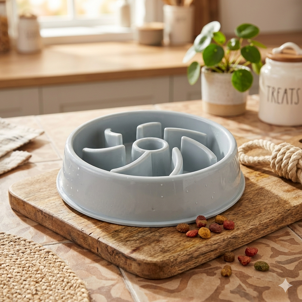 Eco-Friendly Slow Feed Pet Bowl for Dogs & Cats