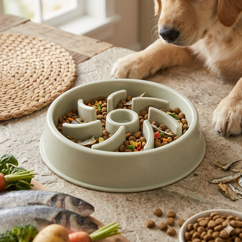 Eco-Friendly Slow Feed Pet Bowl for Dogs & Cats
