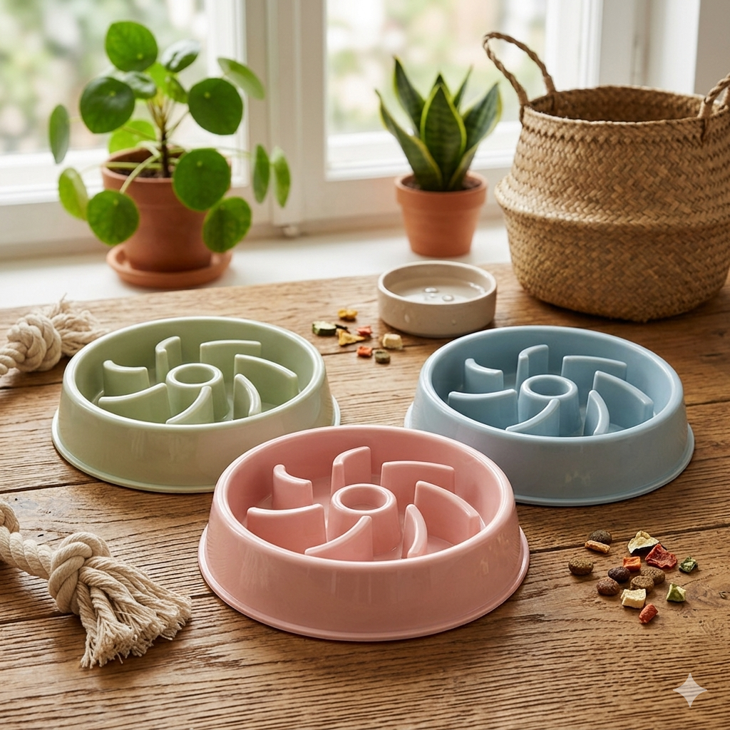 Eco-Friendly Slow Feed Pet Bowl for Dogs & Cats