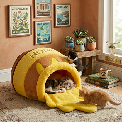 Honey Jar Cat Cushion Bed